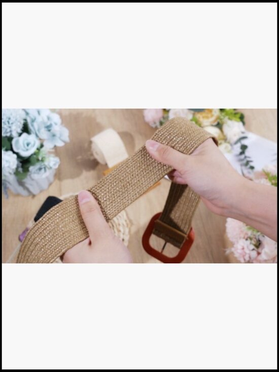 3 Pack Straw Woven Elastic Waist Belt Bohemian Dress Braided Belt